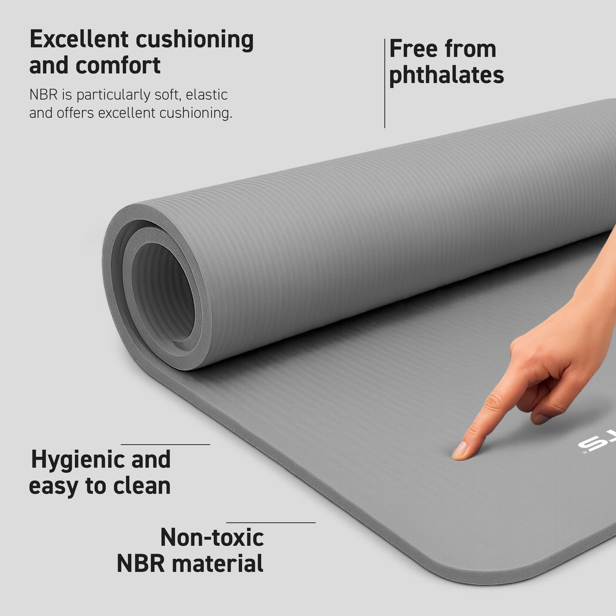 Thick Yoga Mat Premium Non Slip (Grey / 74.5 x 40 x 0.6 in)