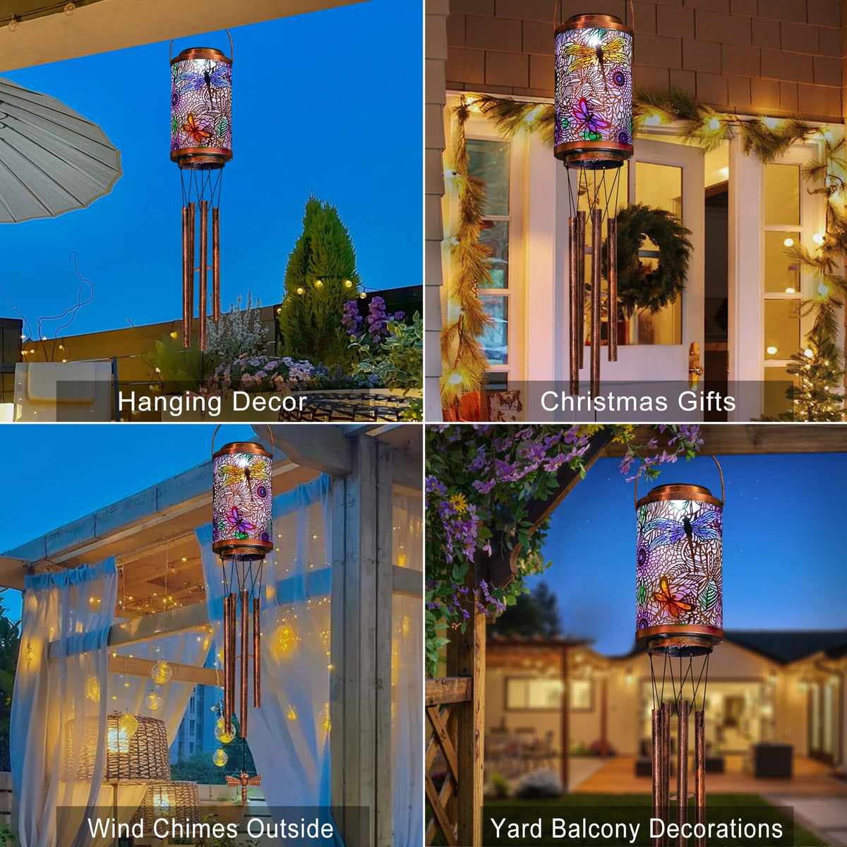 Hummingbird Solar Wind Chimes for Outside