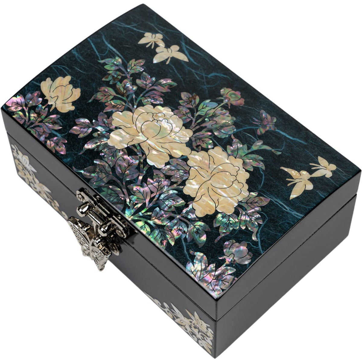 Mother of Pearl Small Jewelry Box (Dark Turquoise)