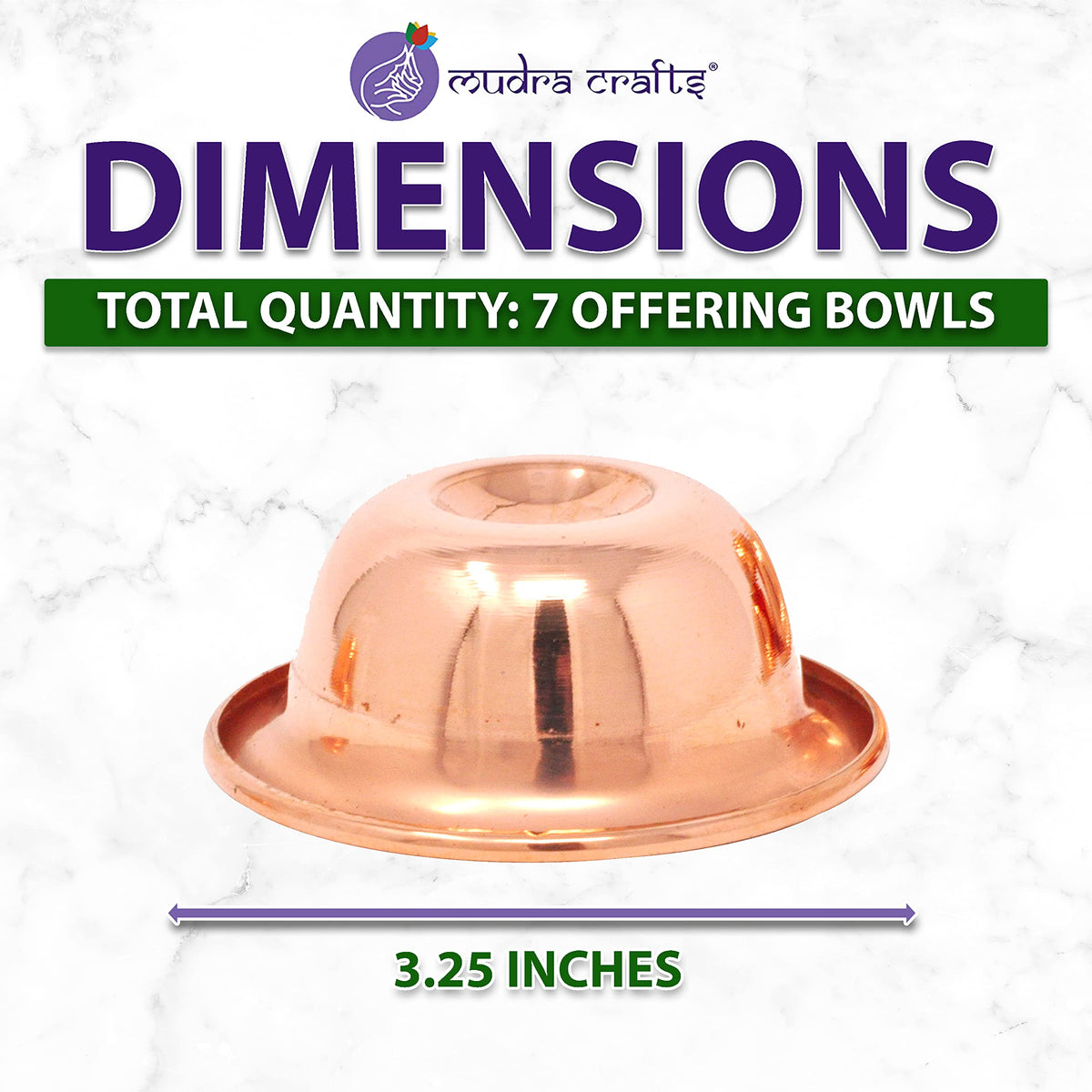 3.25 Inches Copper Tone Set of 7 Tibetan Water Offering Bowls (Copper Tone / 3.25 Inches)