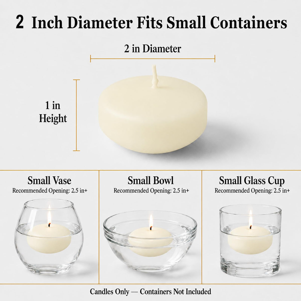 2 Inch Floating Candles (Ivory-12pack / 2 inch)