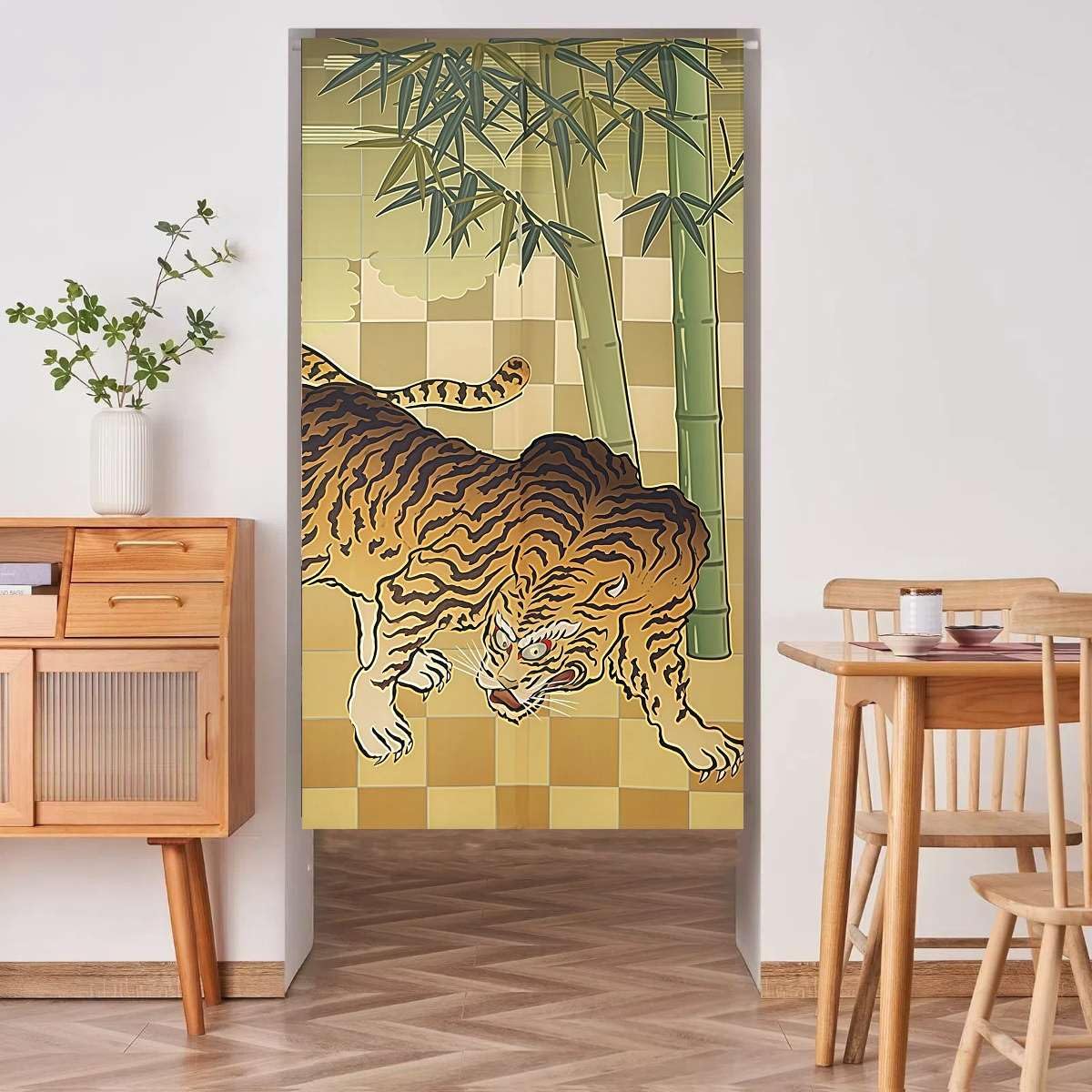 Noren Japanese Doorway Curtain Tapestry Decorations Room Divider Privacy Anime Curtains for Bedroom Living Room Kitchen Door Home Decor (Tiger / 33.5"W x 67"L (Pack of 1))