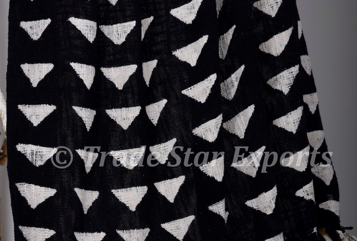 Handmade Mudcloth Print Throw (Black / Maple (120 x 170 Cms))