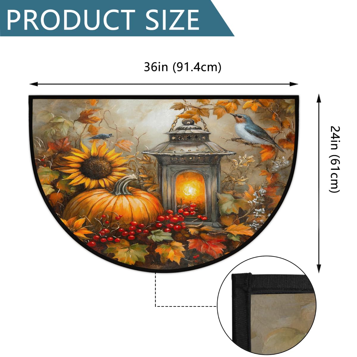 Animal Pumpkin Half Round Door Mat Non Slip Half Circle Rugs (D: Color 13)