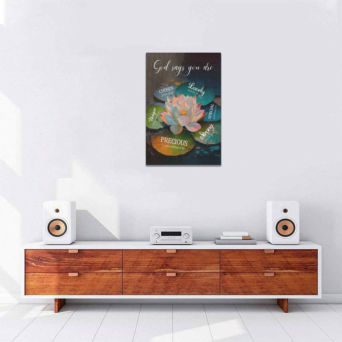 Lotus God Says You Are Wall Art Zen Scripture Pictures Wall Decor Religious Bible Verse Canvas Painting Home Modern Artwork Decorations Framed for Bathroom Living Room Bedroom Office 16 x 24 inch (24"L x 16"W / Lotus)