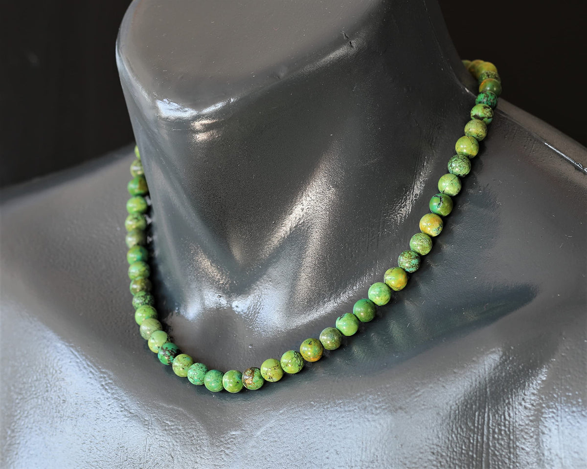 Natural Green Turquoise Beaded Choker Necklace (Green Turquoise / 18 Inches)