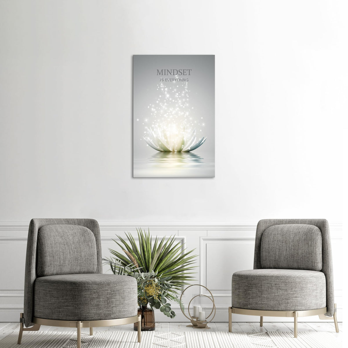 Lotus Flower Wall Art Canvas Mindset Motivational Quotes Poster for Zen Office Wall Decor Spiritual Meditation Prints Artwork Framed (28"L x 44"W / mindset lotus 01)