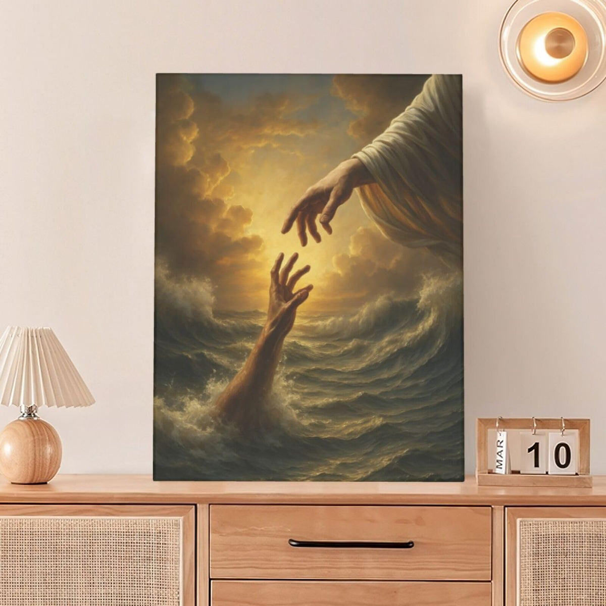 Jesus Wall Art Christian The Hand of God Wall Decor Religious Bible Canvas Paintings Pictures Christ Prints Artwork Framed Decorations For Church Prayer Room Bedroom Living Room Gifts 12" x 16" (Jesus / 16"L x 12"W)