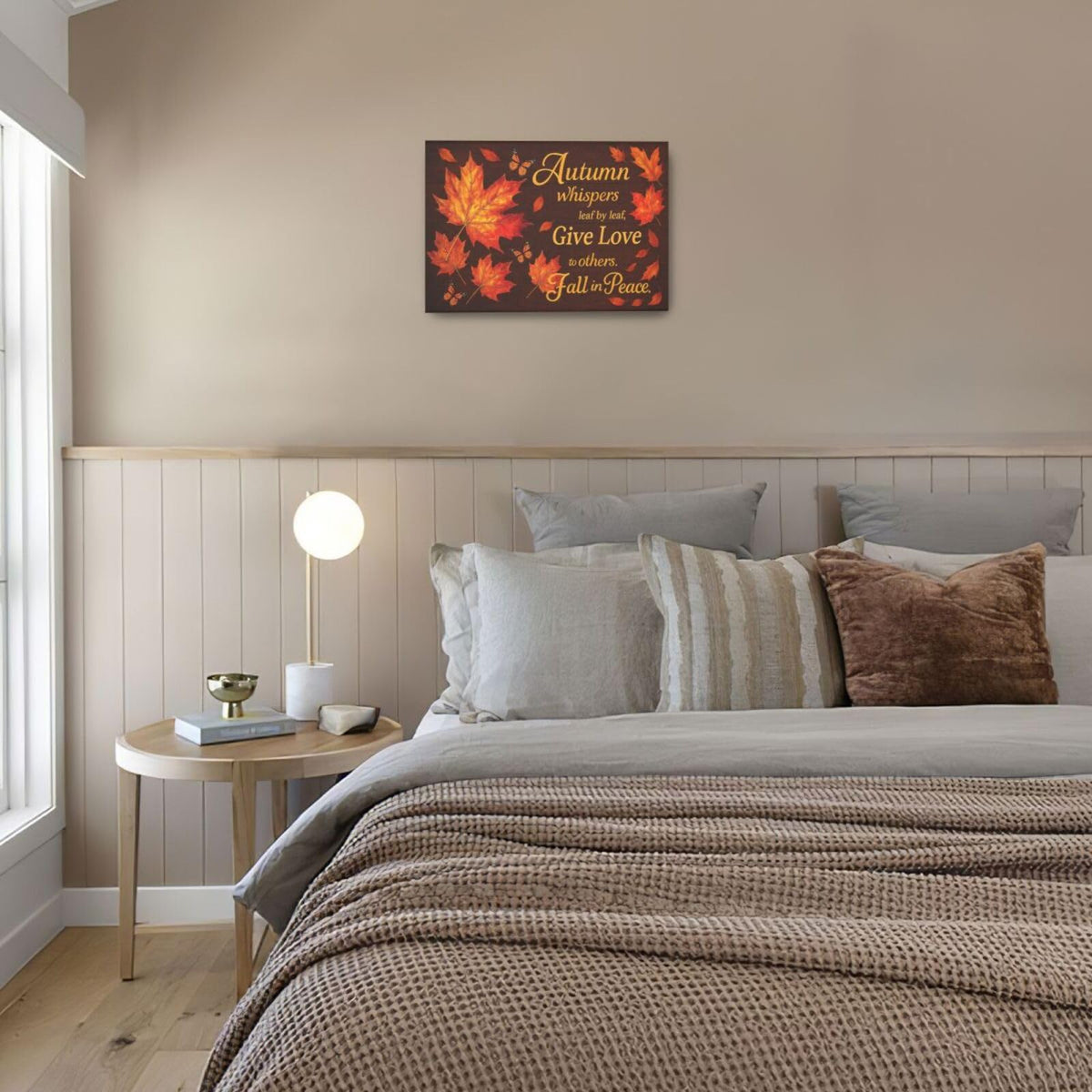 Fall Maple Leaves Wall Art Christian Canvas Wall Decor Pictures Christ Paintings Prints Religious Bible verse Artwork Framed Decorations For Church Prayer Room Bathroom Bedroom Living Room Gifts 24" x 16" (Maple Leaves / 24"L x 16"W)