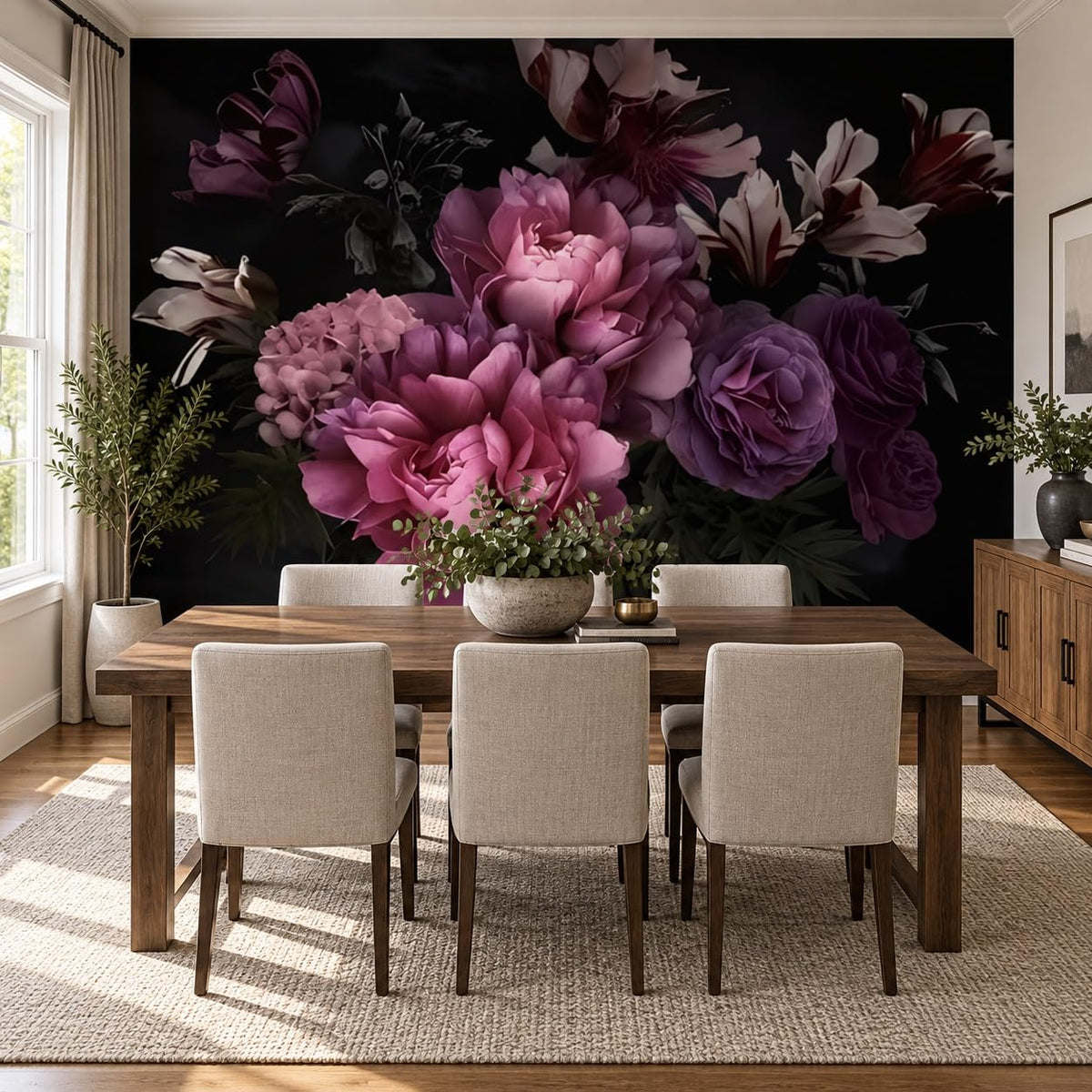 Peel and Stick Wall Mural Wallpaper Floral 114"x82" Decor G17 (G17 / 114" x 82")
