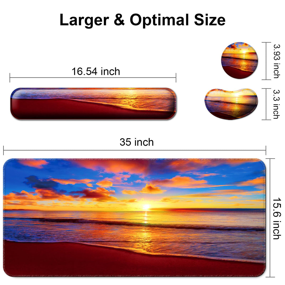 4 in 1 Mouse Pad and Keyboard Wrist Rest (A2-sunset Beach)