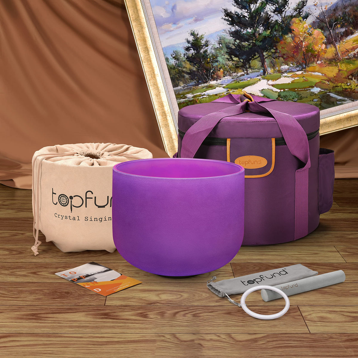 Purple B Note Crystal Singing Bowl Crown Chakra 8 inch with Heavy Duty Carrying Case and Suede Mallet (8 inch / Purple B Note)