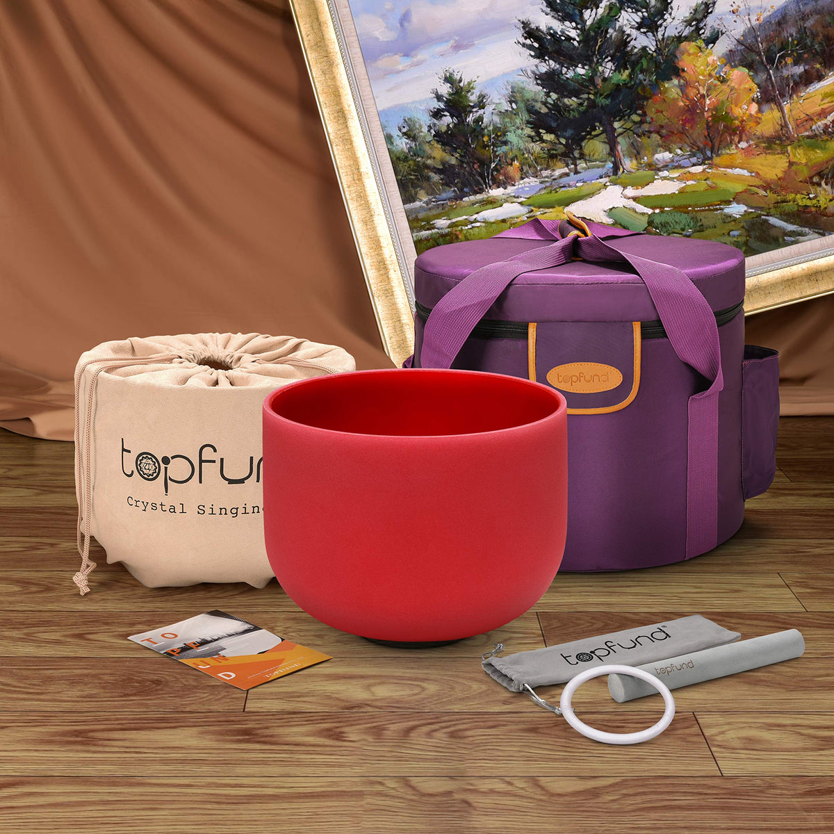 440Hz Red C Note Crystal Singing Bowl Root Chakra 8 inch with Heavy Duty Carrying Case and Suede Mallet (8 inch / 440Hz Red C Note)