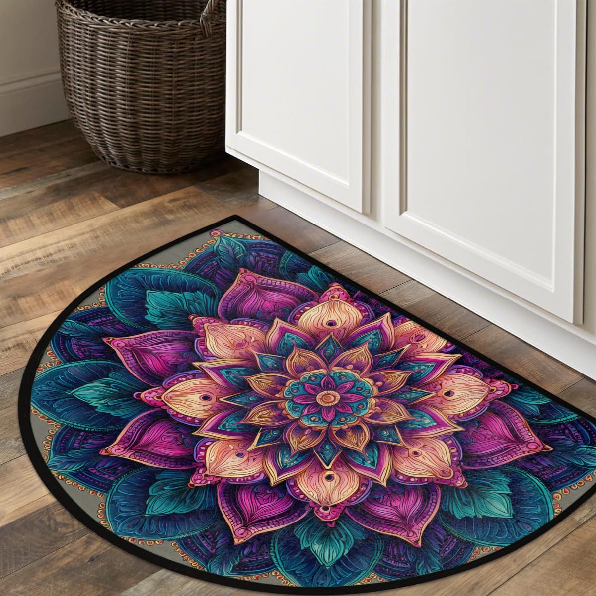 Mandala Retro Half Round Door Mat Semi Moon Rug Fireplace Carpet Area Rugs (A:a-9)