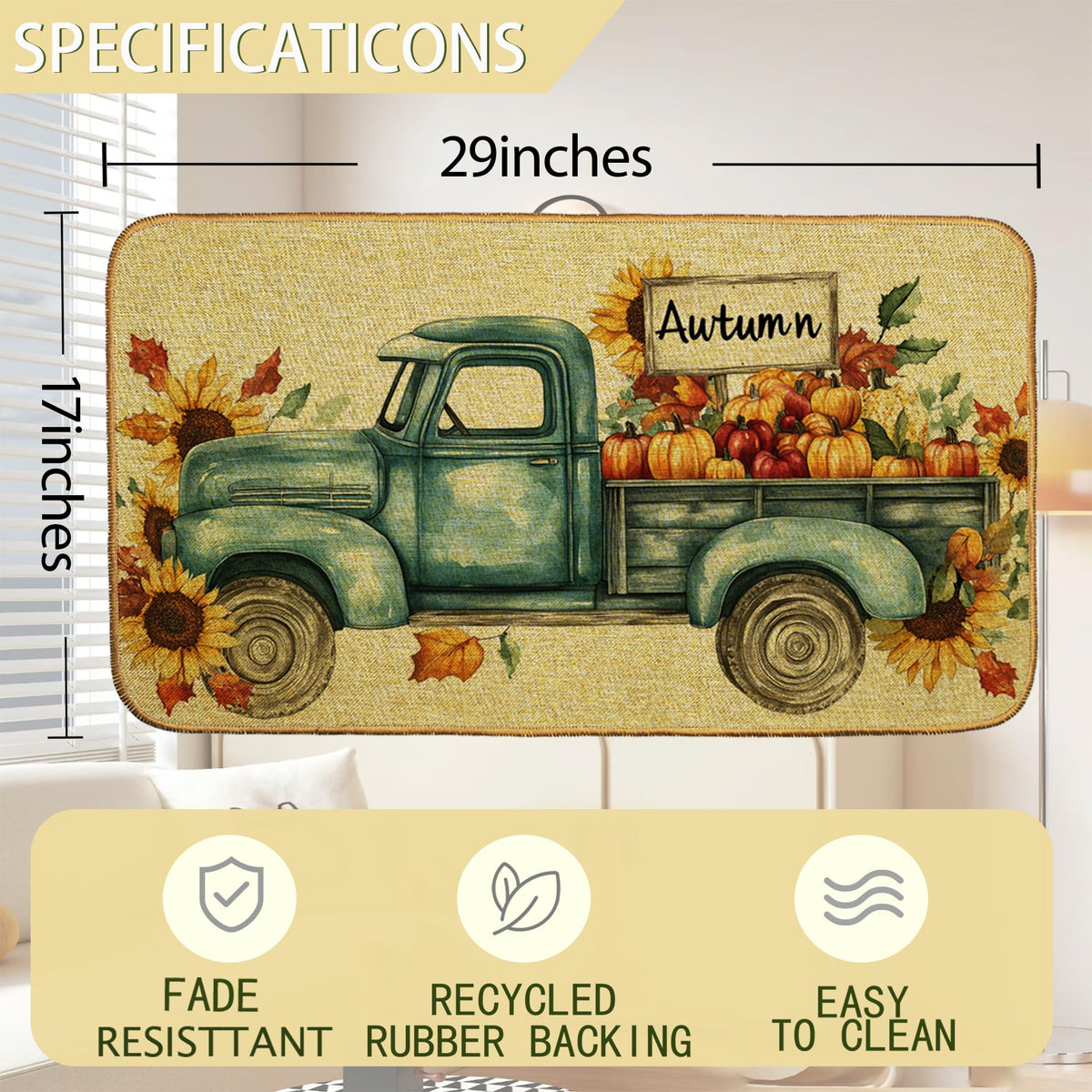 Autumn Pumpkins Truck Door Mat (Pumpkins Sunflowers)