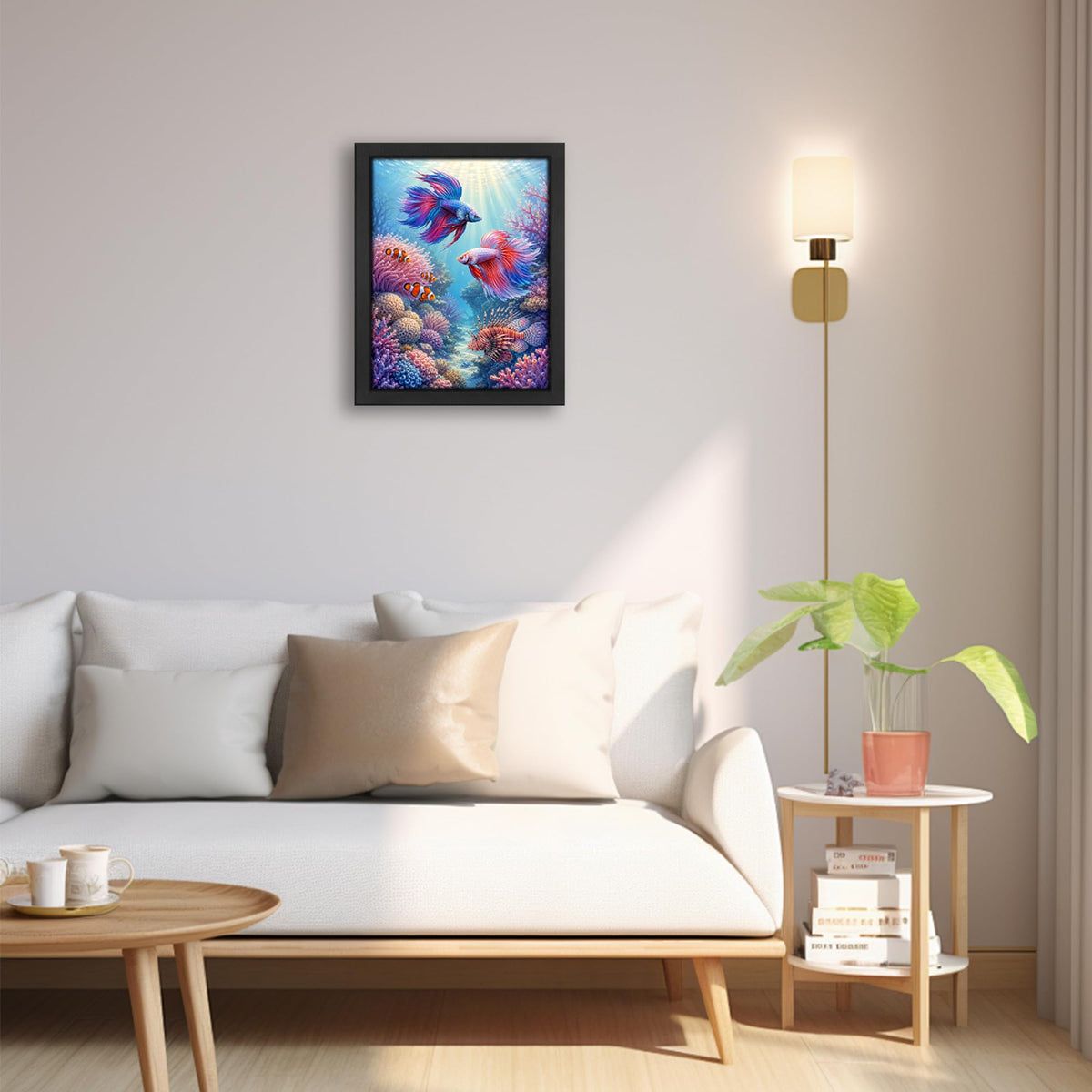 Ocean Tropical Fish Decor Wall Art (Wall Art Framed 58 / 24"L x 16"W)