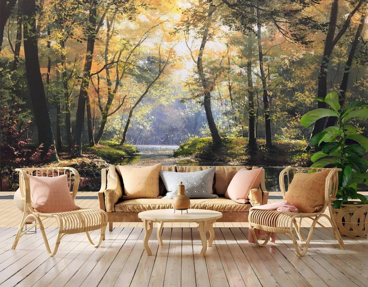 Peel and Stick Wall Mural Wallpaper Forest 136"×96" Decor G01 (G01 / 136" x 96")