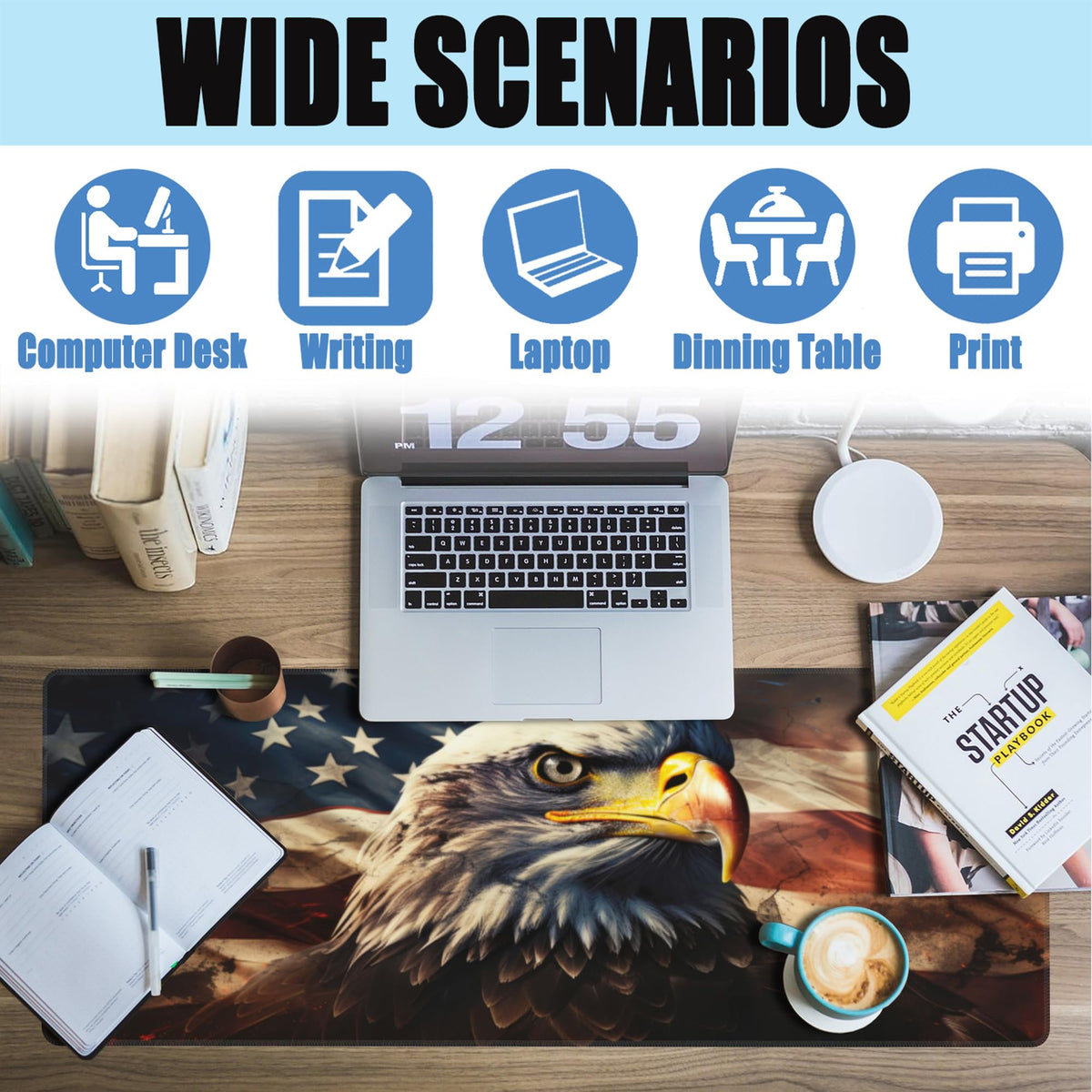 Desk Mat American Bald Eagle Large Gaming Mouse Pad XL (31.5" x 11.8" / American Bald Eagle)