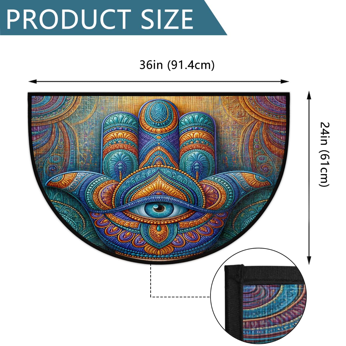 Mandala Half Round Door Mat Semi Moon Rug Fireplace Carpet Area Rugs (Color:47)
