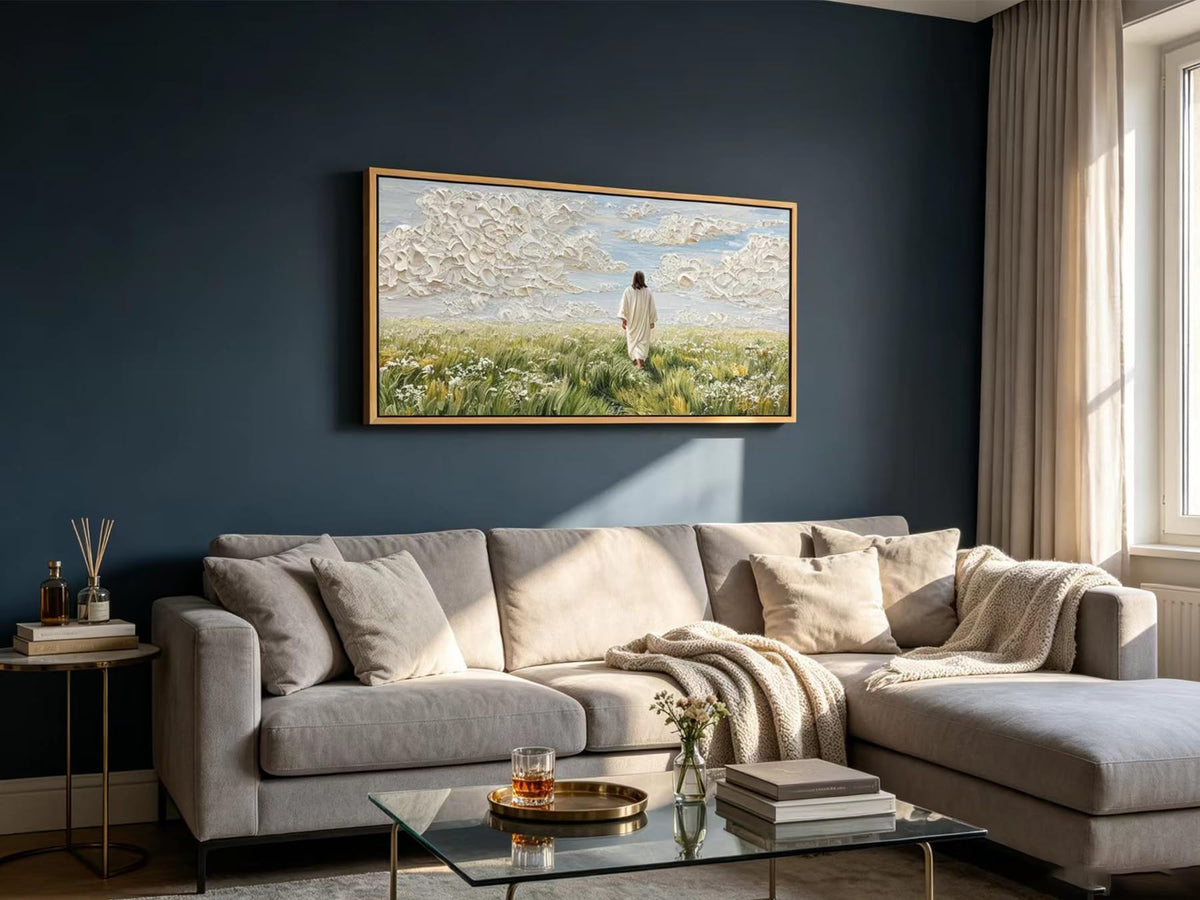 Jesus Canvas Wall Art Large Framed Textured Print Painting (Jesus / 32"L x 16"W)