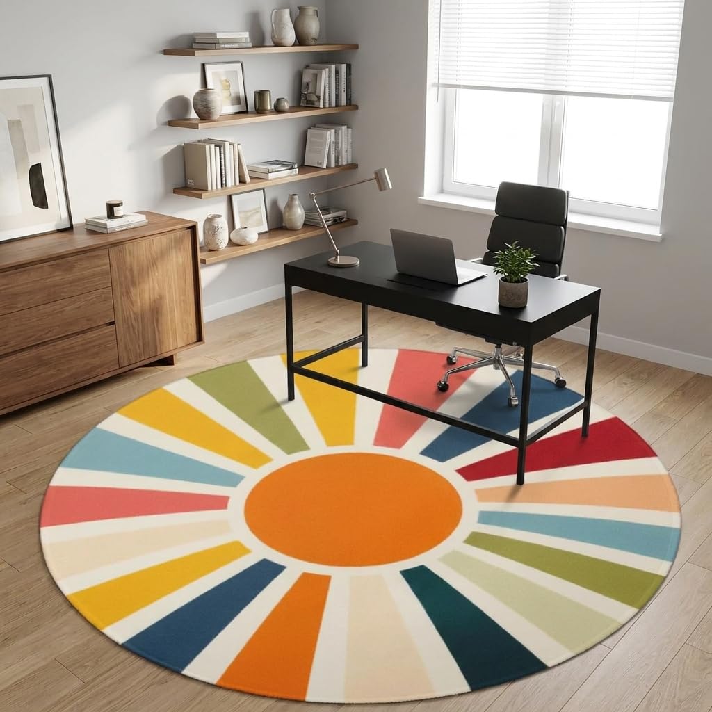 Boho Sun Round Area Rug 4ft (Daily-rainbow / 4' (Round))