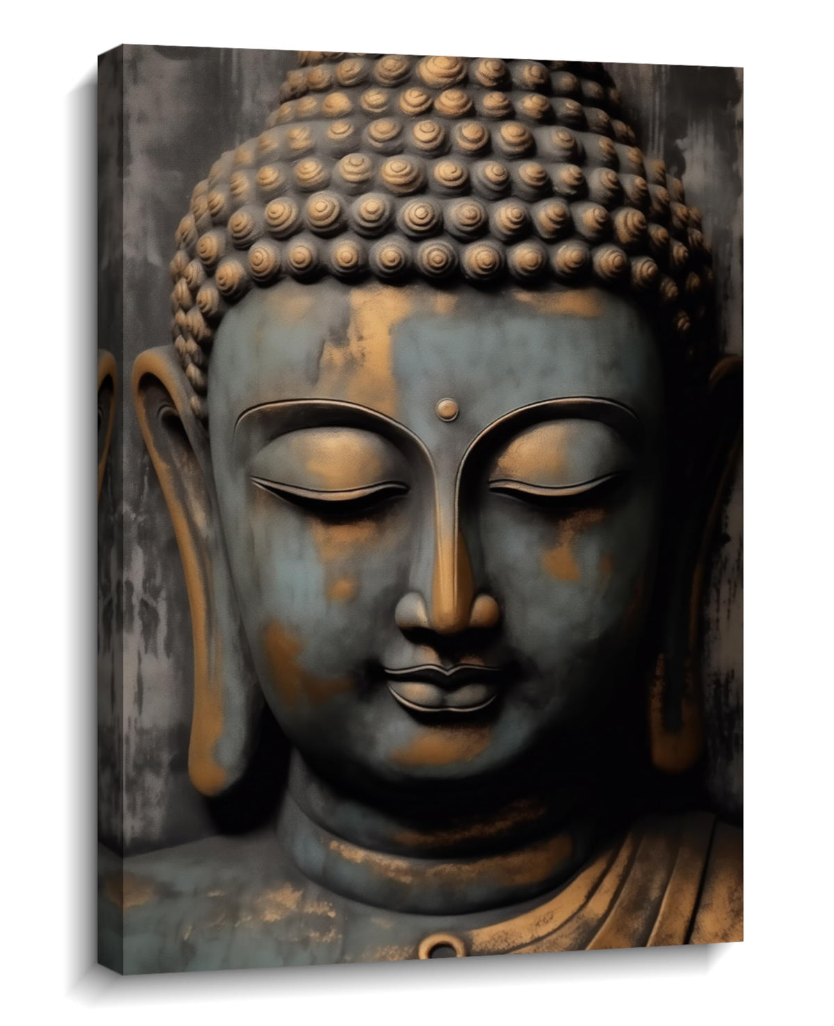 Buddha Canvas Wall Art Gray and Gold Buddha Statue Pictures Print Zen Meditation Painting Spa Spiritual Artwork for Yoga Room Bathroom Living Room Home Decor (24"L x 16"W / Buddha-7)