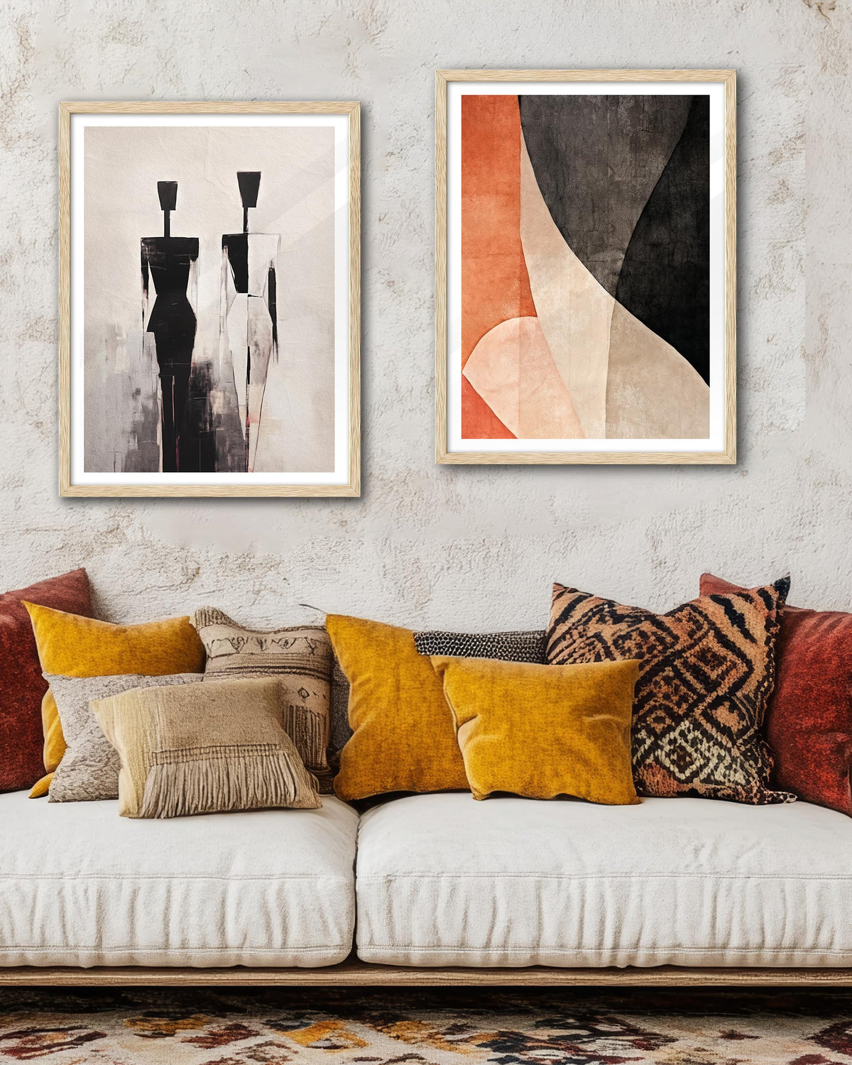 16x20 in Abstract Geometric Modern Minimalist Framed Wall Art (Framed Orange / 20"L x 16"W)