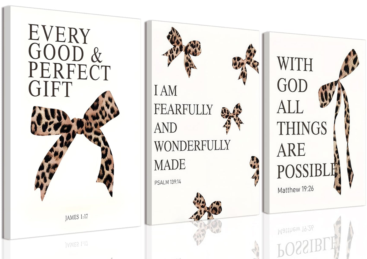 Leopard Bow Wall Art (Leopard print bow / 16L"x12W")