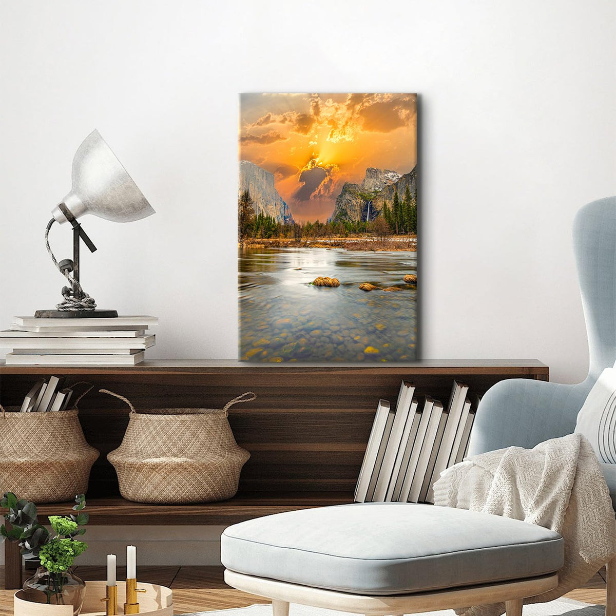 Forest Wall Art Mountain Pictures Wall Decor Sunset American National Park Posters California Landscape Pictures Nature Kings Canyon Lake Artwork for Bathroom Bedroom Home Decorations 16x24" (24"L x 16"W / Yosemite)