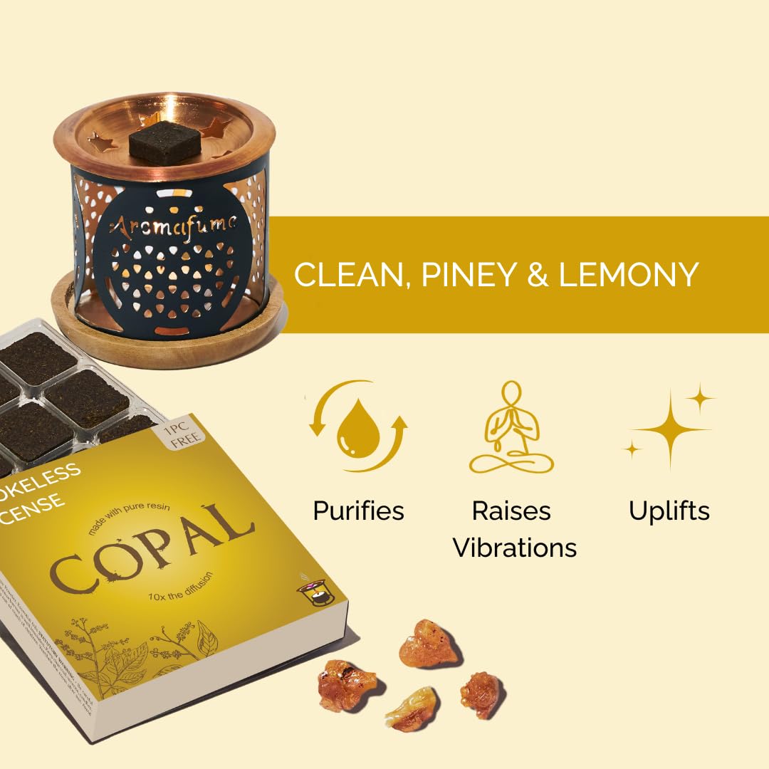 Copal Incense Bricks & Flower of Life Exotic Burner by Aromafume (2copal + Flower)