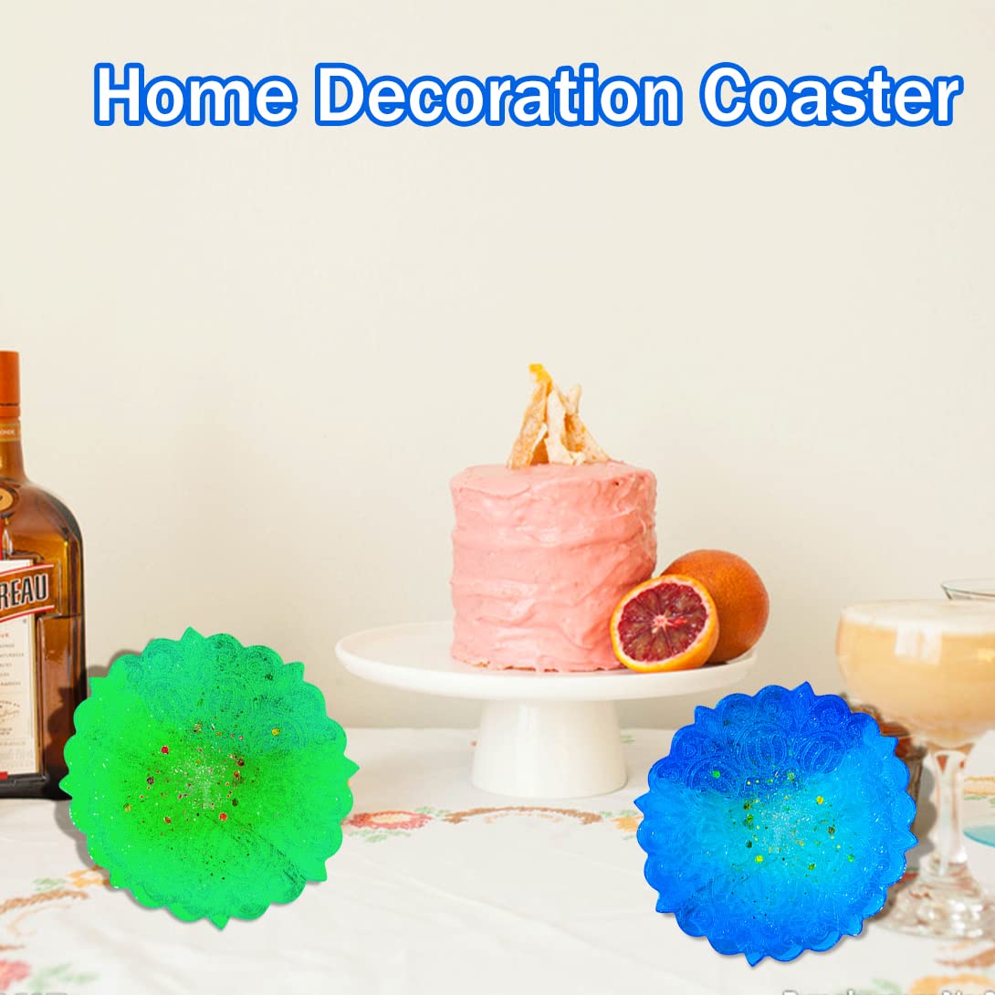 Konnafy 5pcs Resin Coaster Molds Mandala Resin Molds Tray Silicone Mold Flower Epoxy Molds DIY Casting Mold for Crafts Jewelry Trinket Plate Holder Bowl Mats Decoration (5pcs Mandala Coaster Moulds)