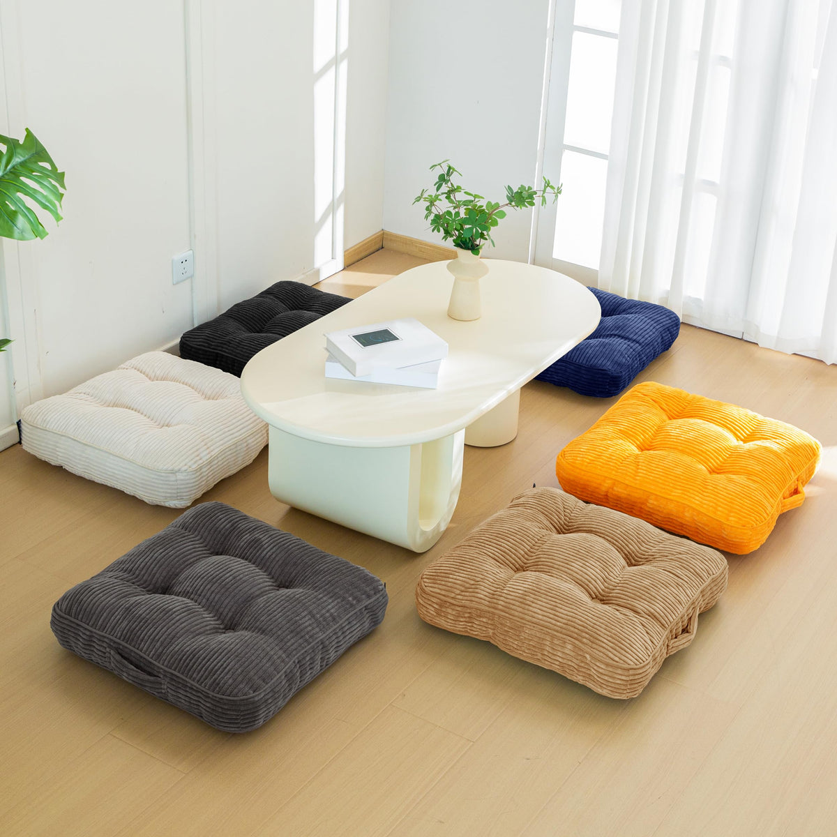 Floor Pillow Cushion for Adults (Square Coffee / 4" Thick(Pack of 1))