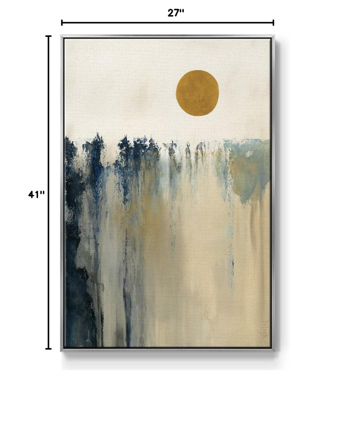 Abstract Home Decor Silver Floating Frame Artwork Prints Contemporary Boho Sun Canvas Paintings for Office Kitchen Living Room (41"L x 27"W / Equilibrium)