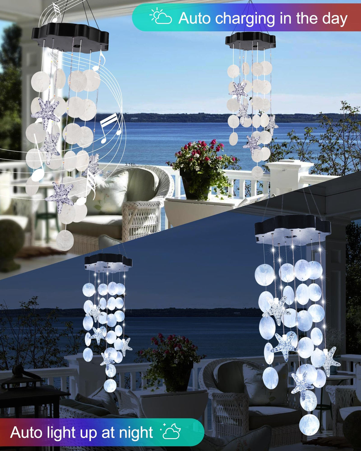 Solar Wind Chimes for Outside (White)