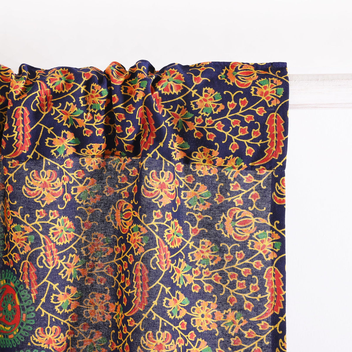 Indian Hippie Bohemian Beautiful Peacock Blue Multi Color Mandala Sheer Curtain Panels (Blue Multi Color / 18"W x 32"L (Pack of 2))