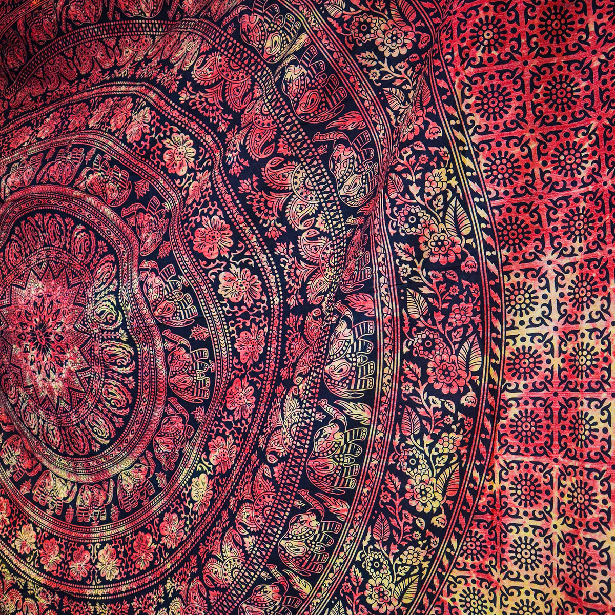 Cotton Mandala Tapestry (Orange / 30"L x 40"W)
