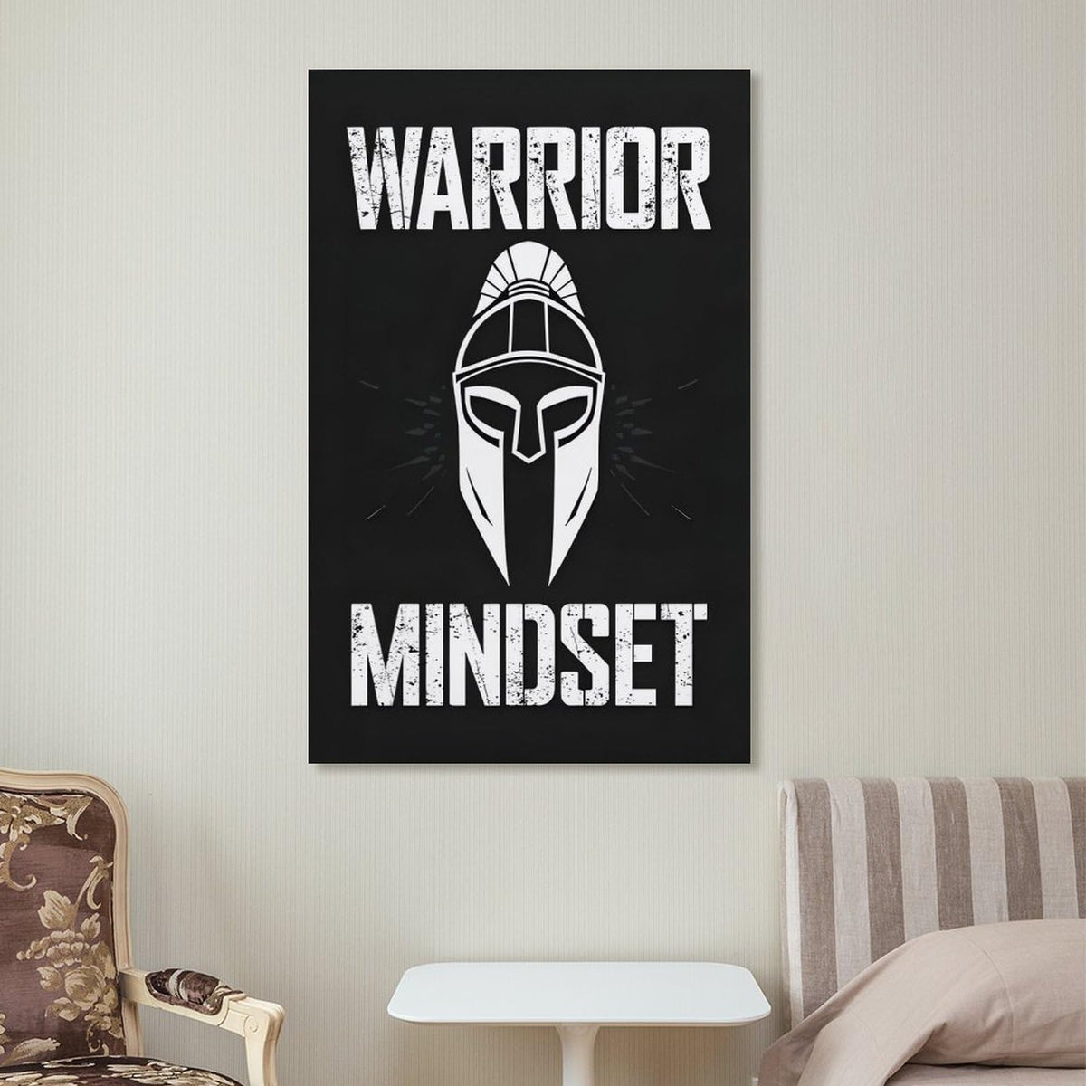 Warrior Mindset Spartan Helmet Canvas Printing Wall Art Prints Wall Decor Posters Black White Minimalist Gym Fitness Motivation Living Room Bedroom Office Training Decor 08x12inch (style-4 / 08x12inch(20x30cm) Unframe)