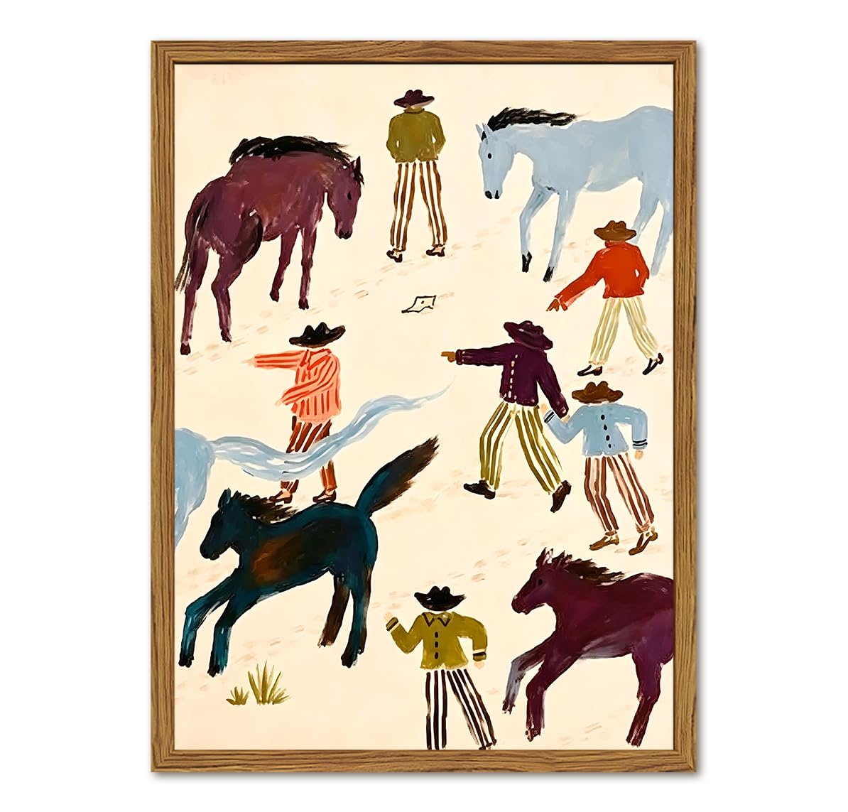 Framed Western Cowboy Wall Art (Cowboy Horse / 24"L x 16"W)
