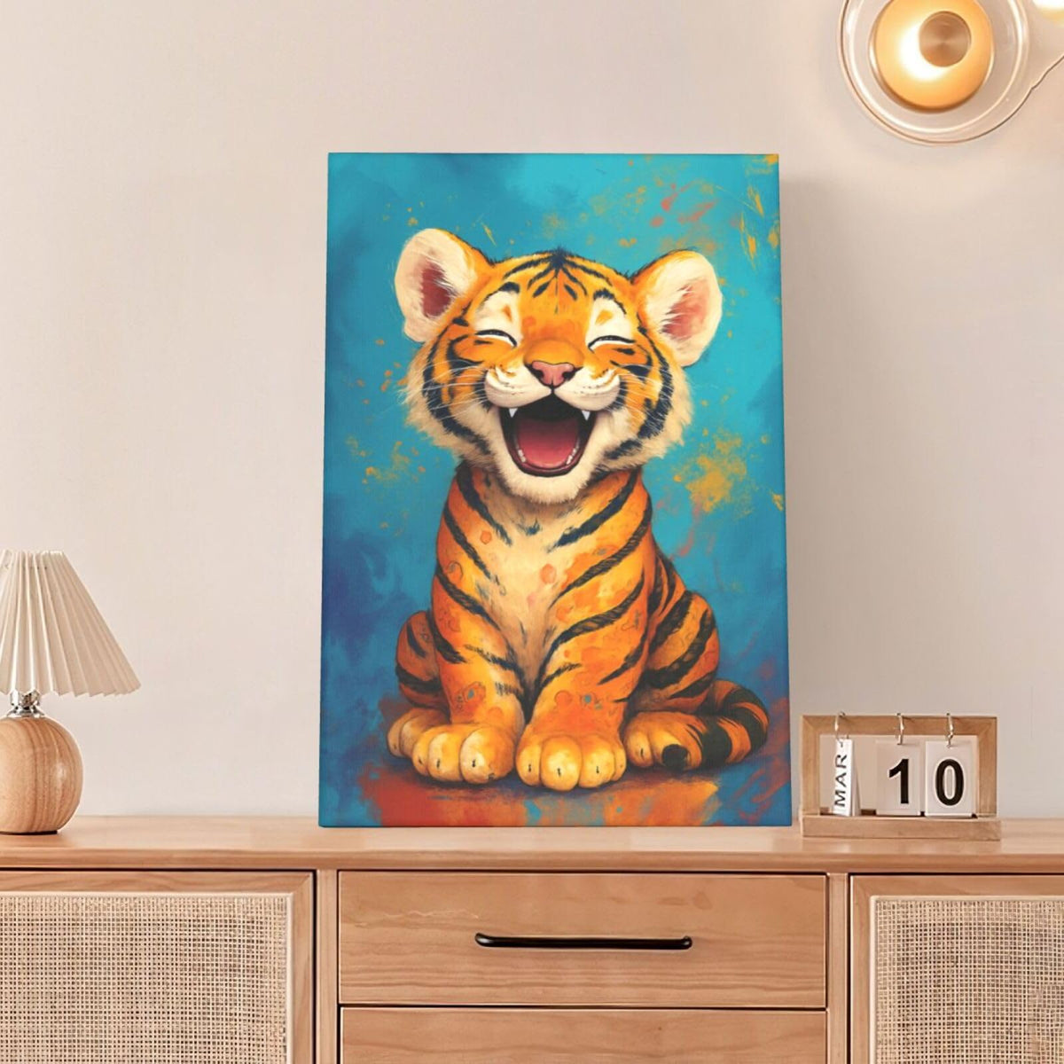 Banksy Tiger Nursery Wall Art For Kids Cute Animal Bathroom Canvas Wall Decor Cartoon Pictures Paintings Prints Artwork Framed Decorations For Girls Boys Children's Room Bedroom Living Room Gifts 16" x 24" (Tiger / 24"L x 16"W)