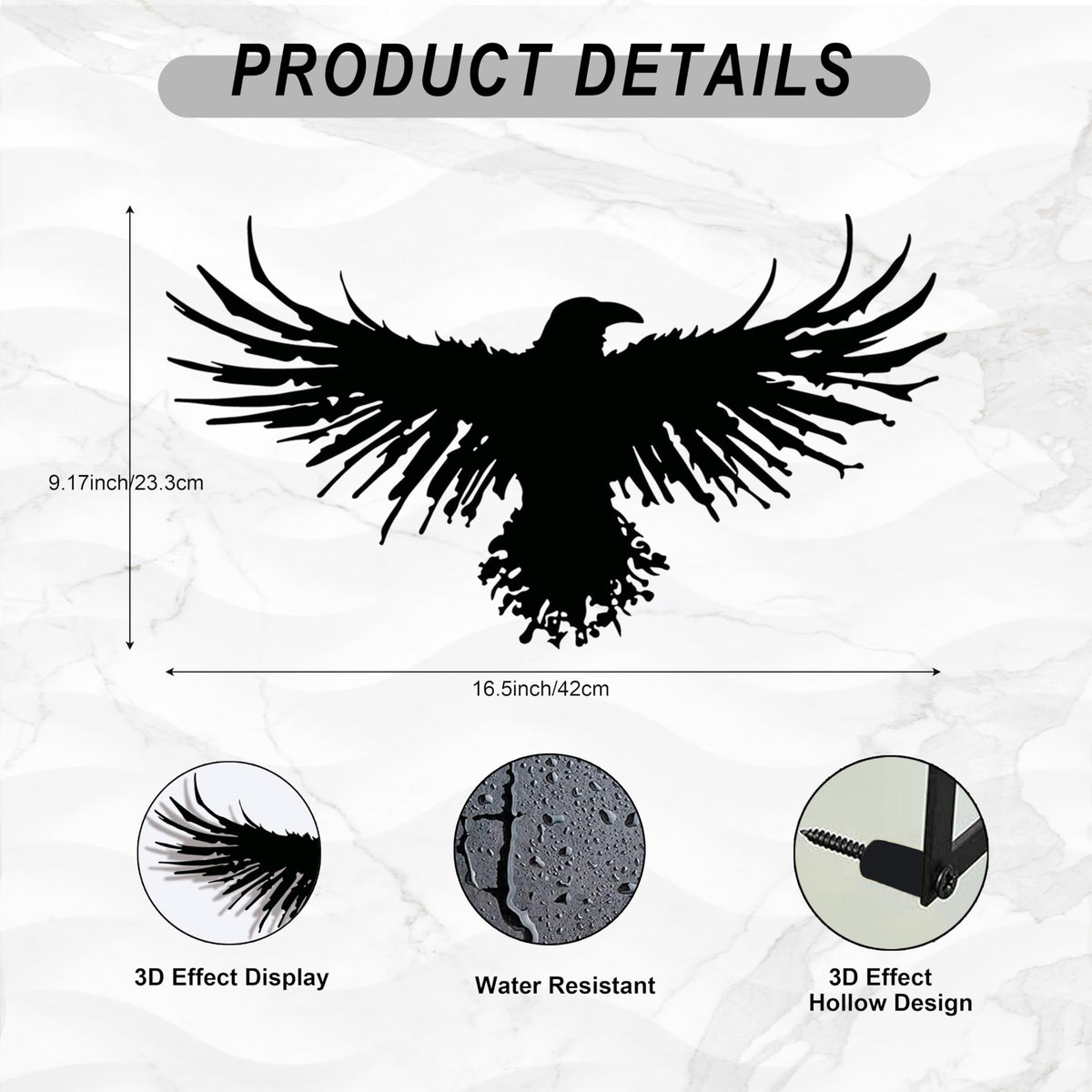 Metal Raven Wall Art (Black Ravens)