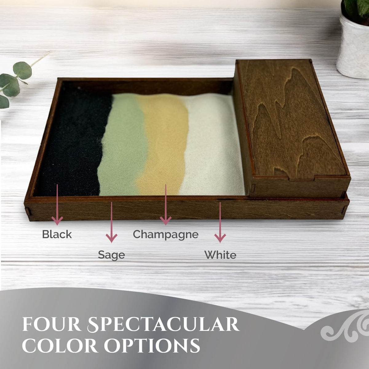 Wooden Zen Garden with Accessories Box (Moonless Night / Storage Box)