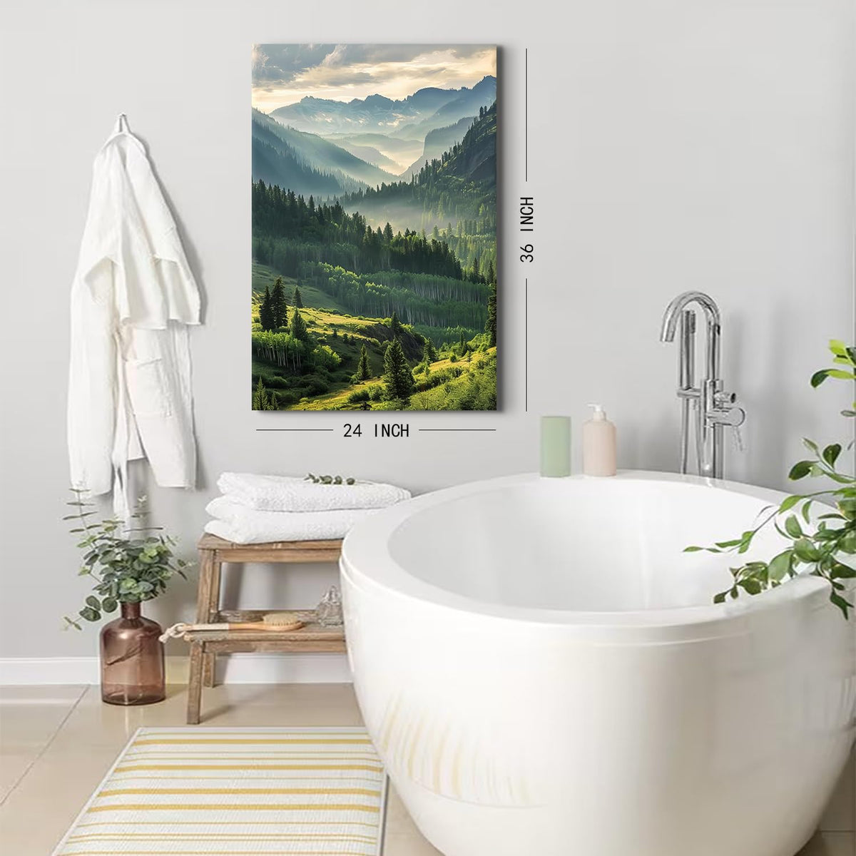 Misty Forest Wall Art Bedroom Decor Forest Mountain Canvas Pictures for Living Room Nature Landscape Prints Paintings Green Woodland Poster Aesthetic Mountains Canvas Artwork for Home Decorations 24x36" (36"L x 24"W / Misty Mountain)
