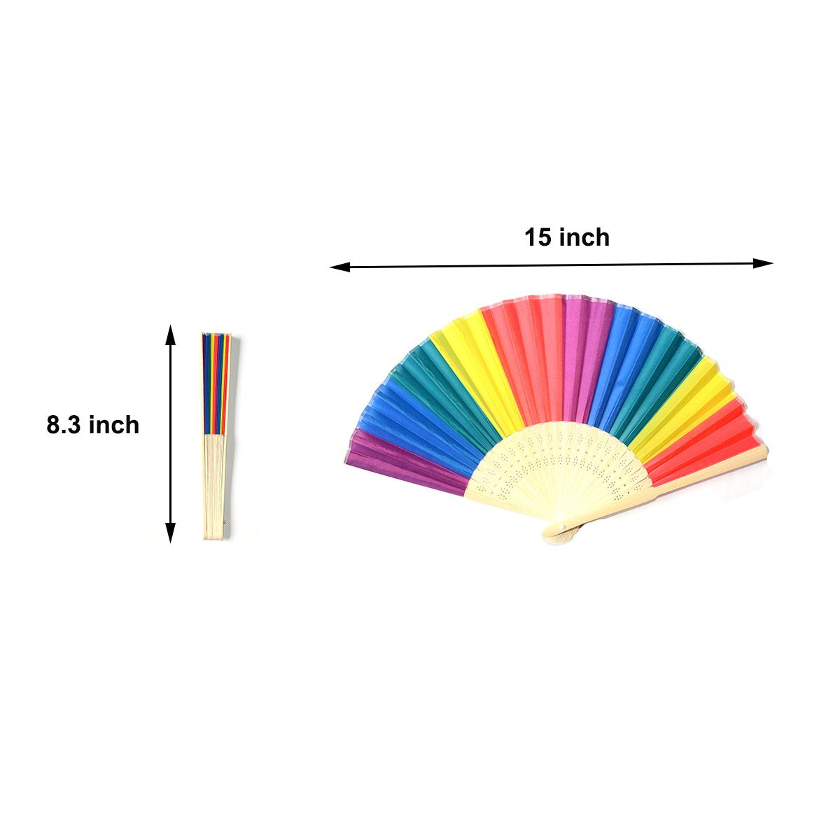 6 Pack Rainbow Folding Fans (6 Pack ,Rainbow)