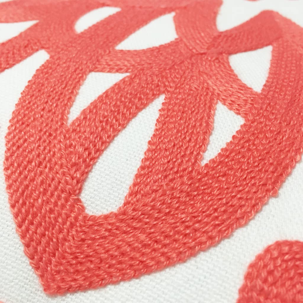 Embroidered Decorative Throw Pillow Cover 18"x 18" Set of 2 (Coral Peach / 18" x 18" (Pack of 2))