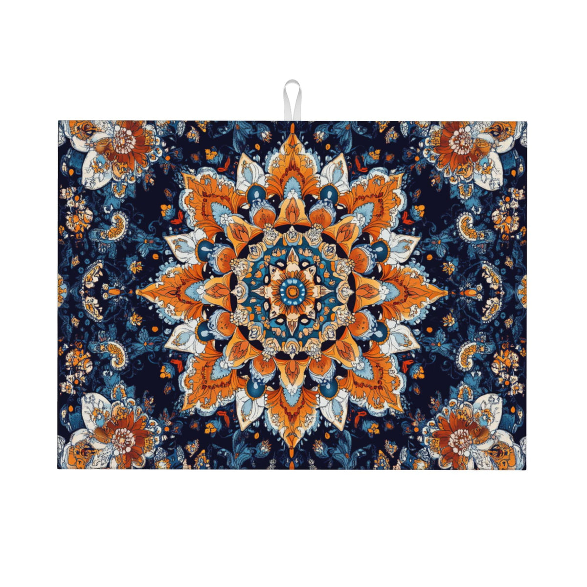Mandala Flowers Dish Drying Mat for Kitchen Counter Microfiber Super Absorbent Non (Mandala Flowers)
