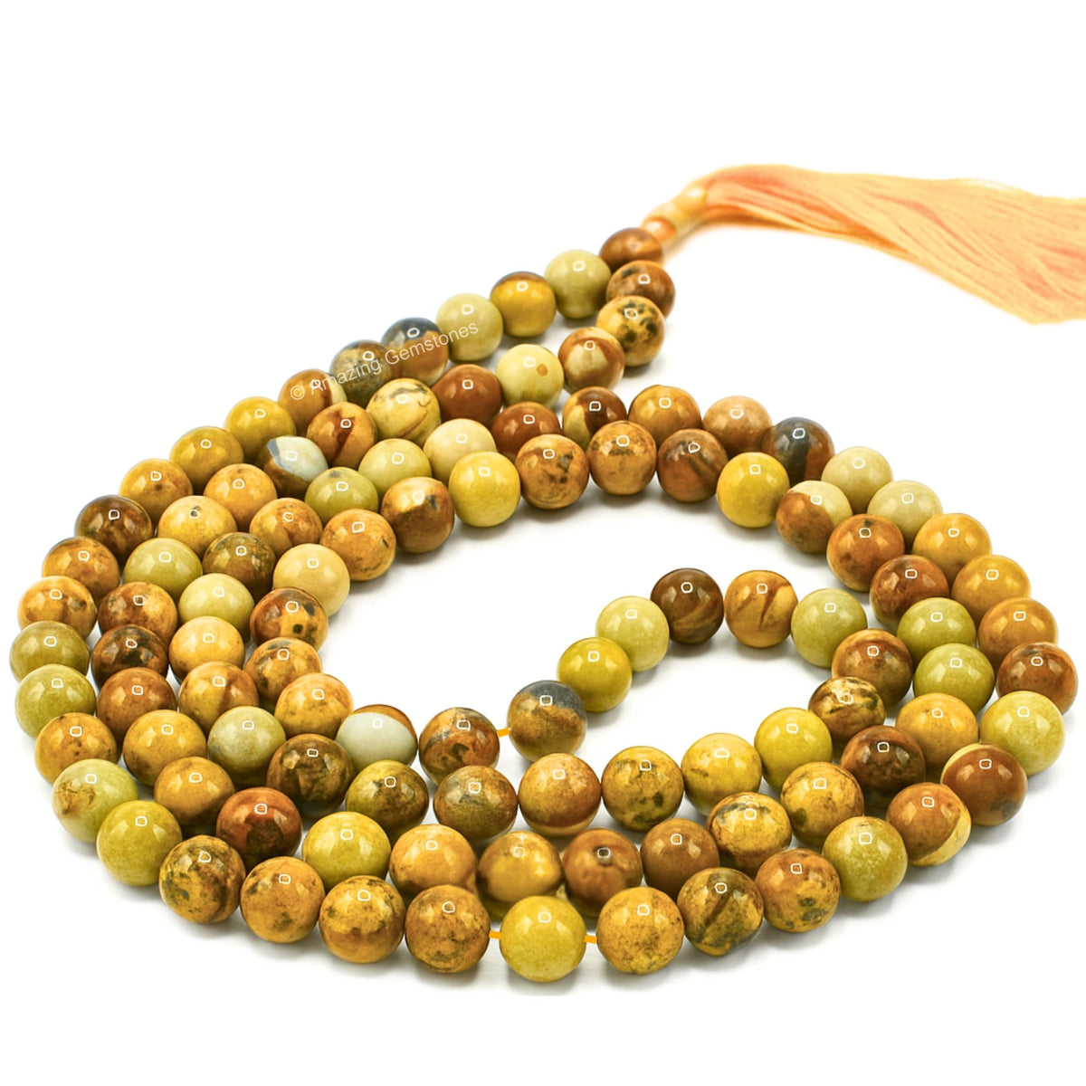 Picture Jasper Mala Beads (Picture Jasper / Plain)