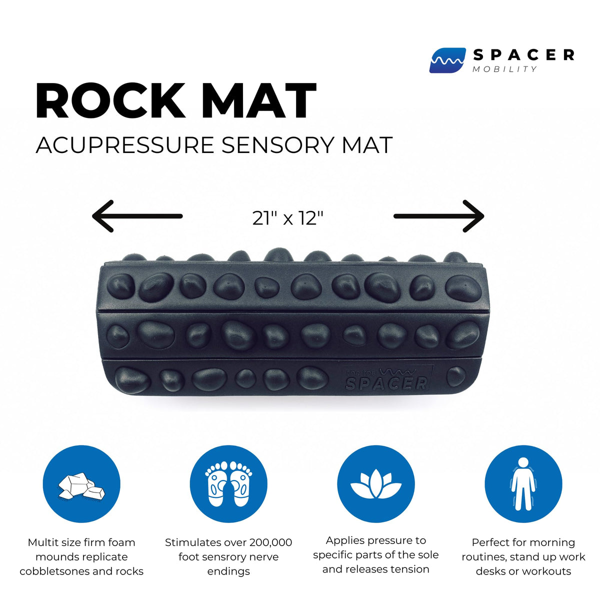 The Rock Mat Textured Foot Massage Mat Designed for Sensory Stimulation & Everyday Foot Comfort (Rock Mat)