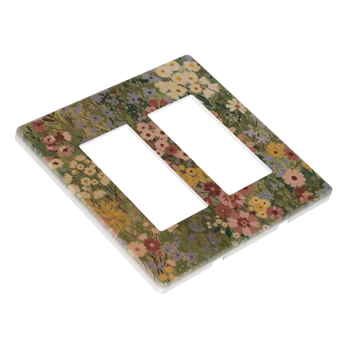 Decorative 2 Gang Two Decorator Screwless Wall Plate Rustic Colorful Floral Vintage Flower Double Rocker (Rustic Colorful Floral Vintage Flower / 2 Gang Decorator Screwless)