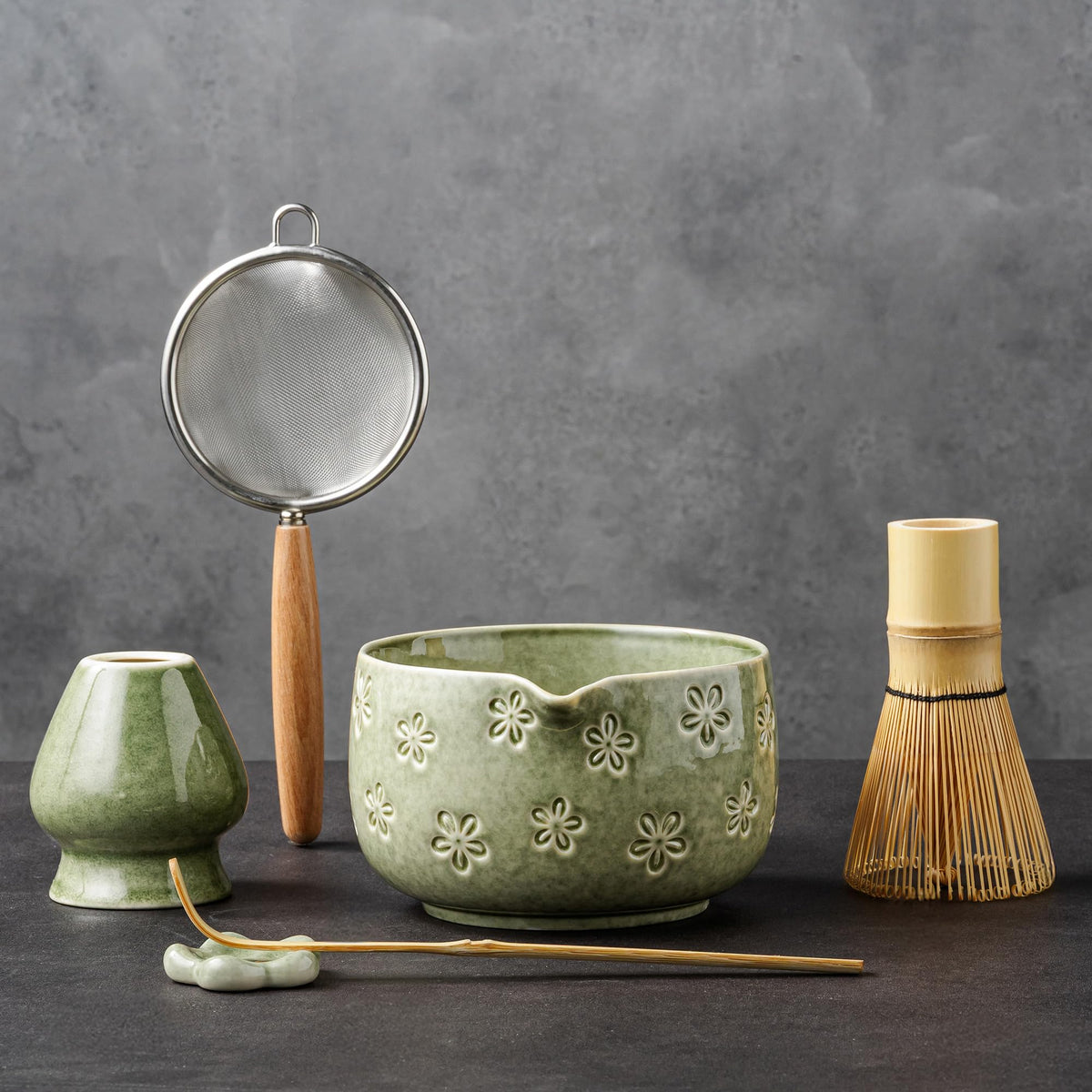 Matcha Whisk Set (Mottled Green)