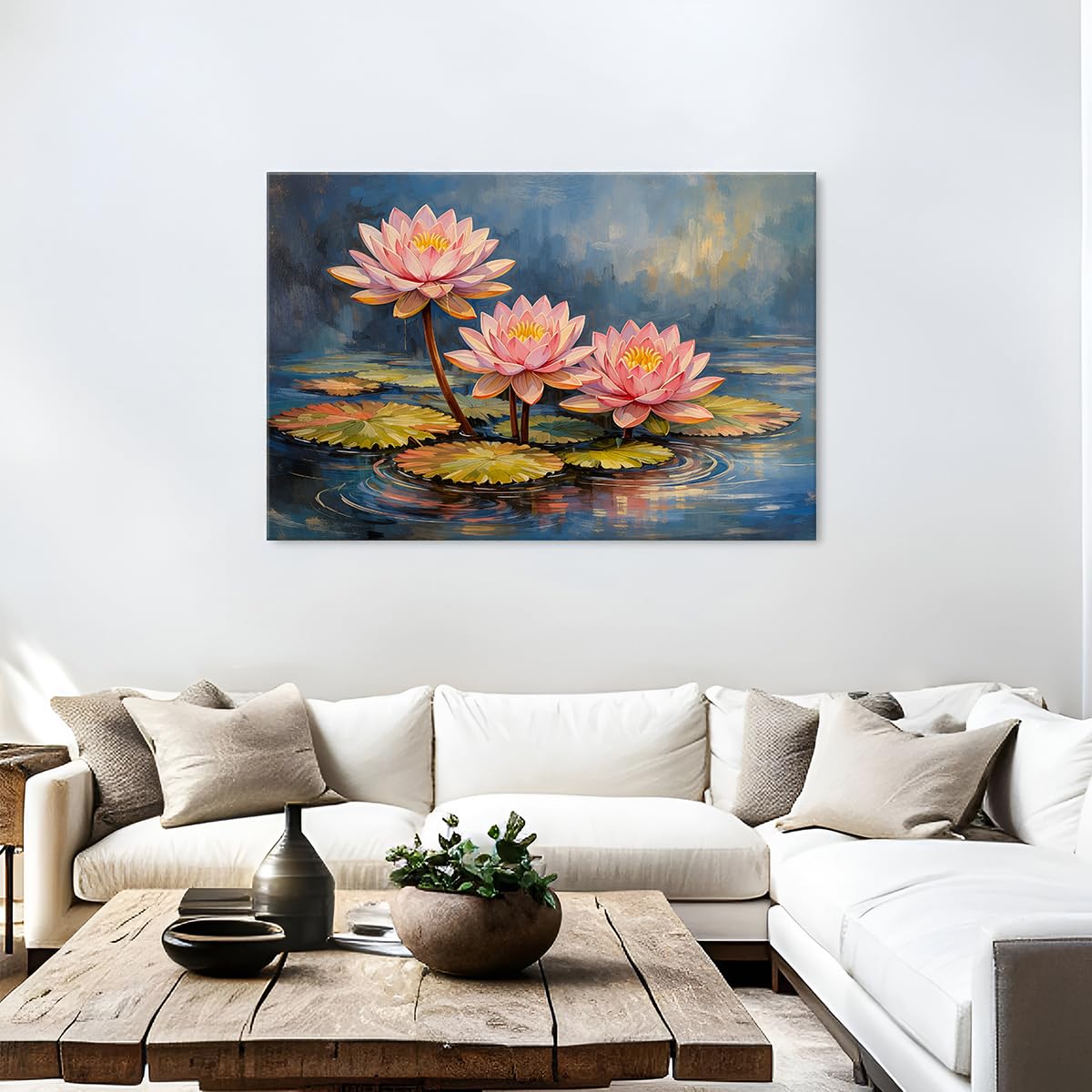 Extra Large Lotus Wall Art Zen Wall Decor Colorful Flower Pictures for Bathroom Spa Room Abstract Blossom Floral Canvas Paintings Meditation Posters Nature Serene Artwork Yoga Home Decorations 32x48” (48"L x 32"W / Lotus Scene)